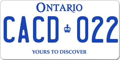 ON license plate CACD022