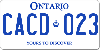 ON license plate CACD023