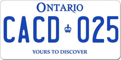 ON license plate CACD025