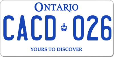 ON license plate CACD026