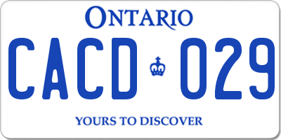 ON license plate CACD029