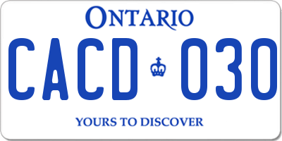 ON license plate CACD030