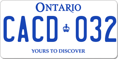 ON license plate CACD032