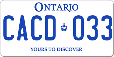 ON license plate CACD033