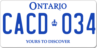 ON license plate CACD034