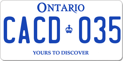 ON license plate CACD035