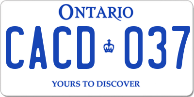 ON license plate CACD037