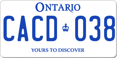 ON license plate CACD038