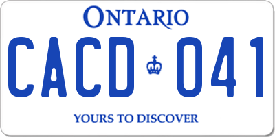 ON license plate CACD041