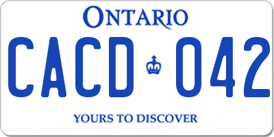 ON license plate CACD042