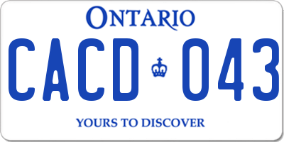 ON license plate CACD043