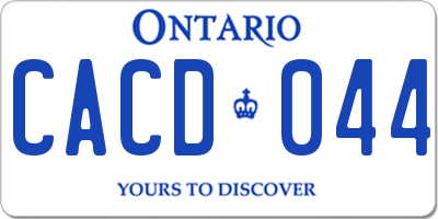 ON license plate CACD044