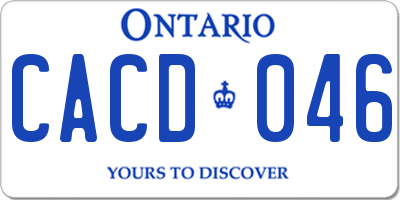 ON license plate CACD046