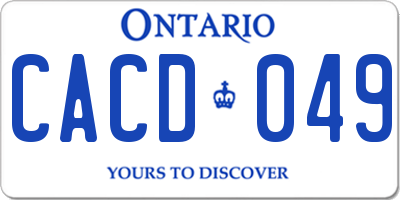 ON license plate CACD049