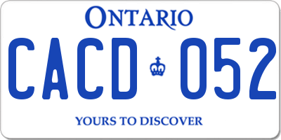 ON license plate CACD052