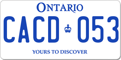 ON license plate CACD053