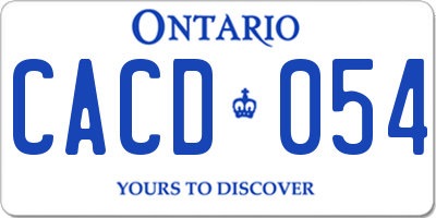 ON license plate CACD054