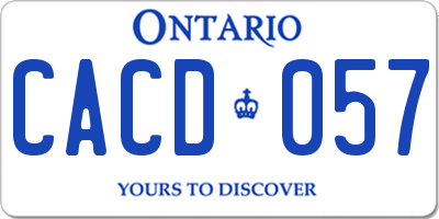 ON license plate CACD057