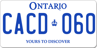 ON license plate CACD060