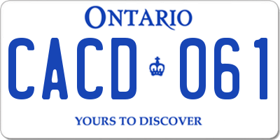 ON license plate CACD061