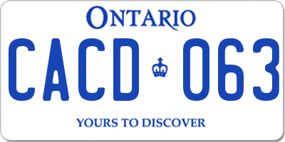 ON license plate CACD063