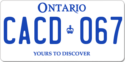 ON license plate CACD067