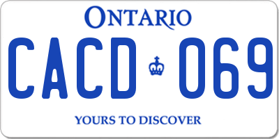 ON license plate CACD069