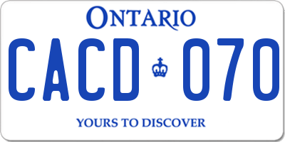 ON license plate CACD070