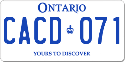 ON license plate CACD071