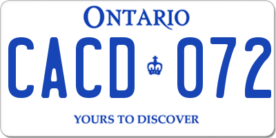 ON license plate CACD072