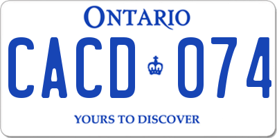 ON license plate CACD074