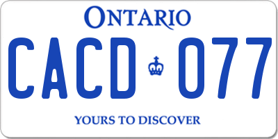 ON license plate CACD077