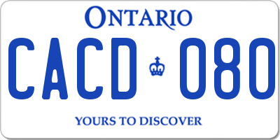 ON license plate CACD080