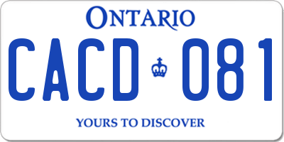 ON license plate CACD081