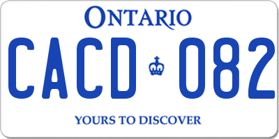 ON license plate CACD082