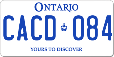 ON license plate CACD084