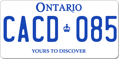 ON license plate CACD085