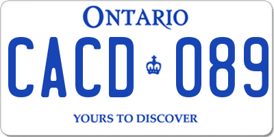 ON license plate CACD089