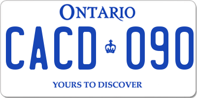 ON license plate CACD090