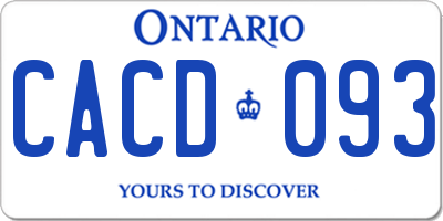 ON license plate CACD093