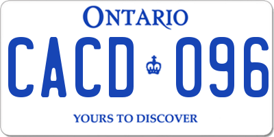 ON license plate CACD096