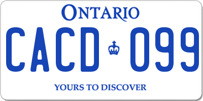 ON license plate CACD099