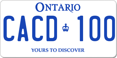 ON license plate CACD100