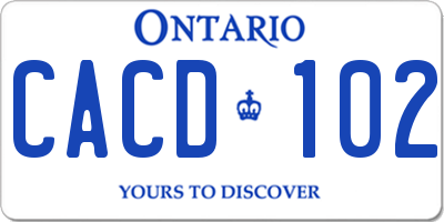 ON license plate CACD102