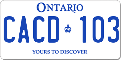 ON license plate CACD103