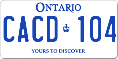 ON license plate CACD104