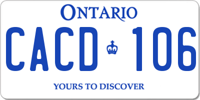 ON license plate CACD106