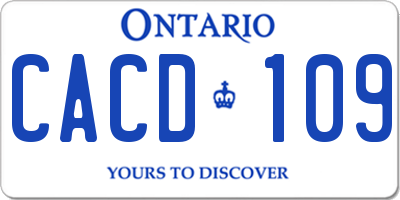 ON license plate CACD109