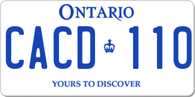 ON license plate CACD110