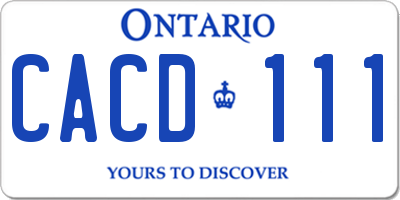 ON license plate CACD111